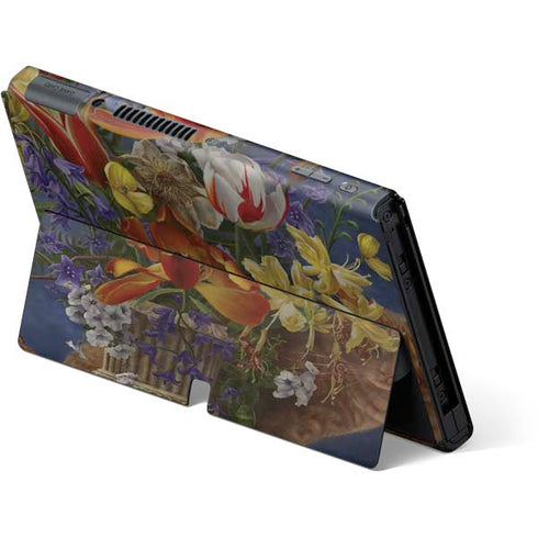 Tabby Cat with Flowers by Nene Thomas Nintendo Switch OLED (2021) Skin